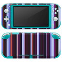 igsticker Nintendo Switch Lite 専用 デザインスキンシール 全面 ニンテンドー スイッチ ライト 専用 ゲーム機 カバー アクセサリー フィルム ステッカー エアフリー 012405 ストライプ　黒　水色