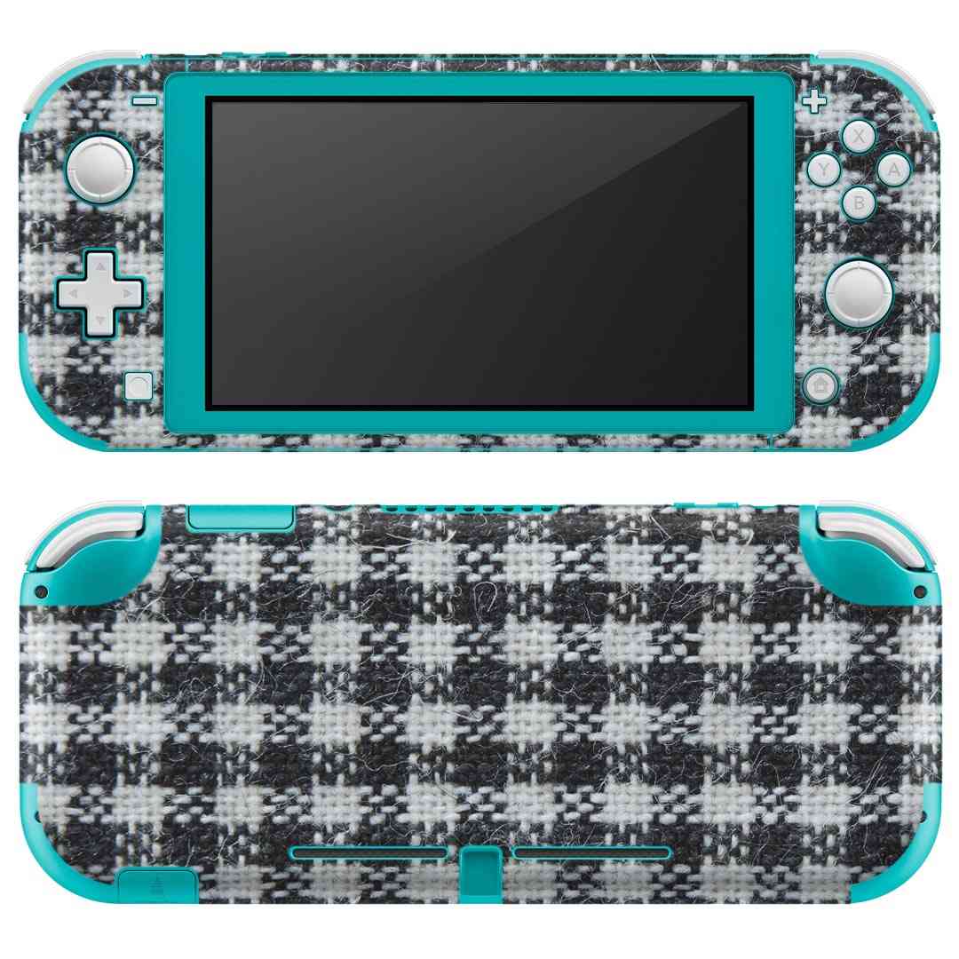 igsticker Nintendo Switch Lite 専用 デザインスキンシール 全面 ニンテンドー スイッチ ライト 専用 ゲーム機 カバー アクセサリー フィルム ステッカー エアフリー 012408 チェック　白黒　モノトーン