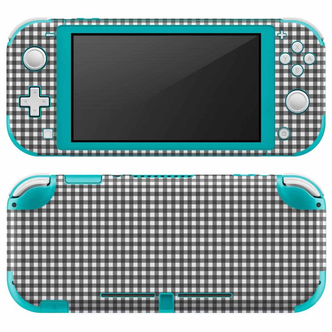 igsticker Nintendo Switch Lite 専用 デザインスキンシール 全面 ニンテンドー スイッチ ライト 専用 ゲーム機 カバー アクセサリー フィルム ステッカー エアフリー 012418 白　黒　チェック