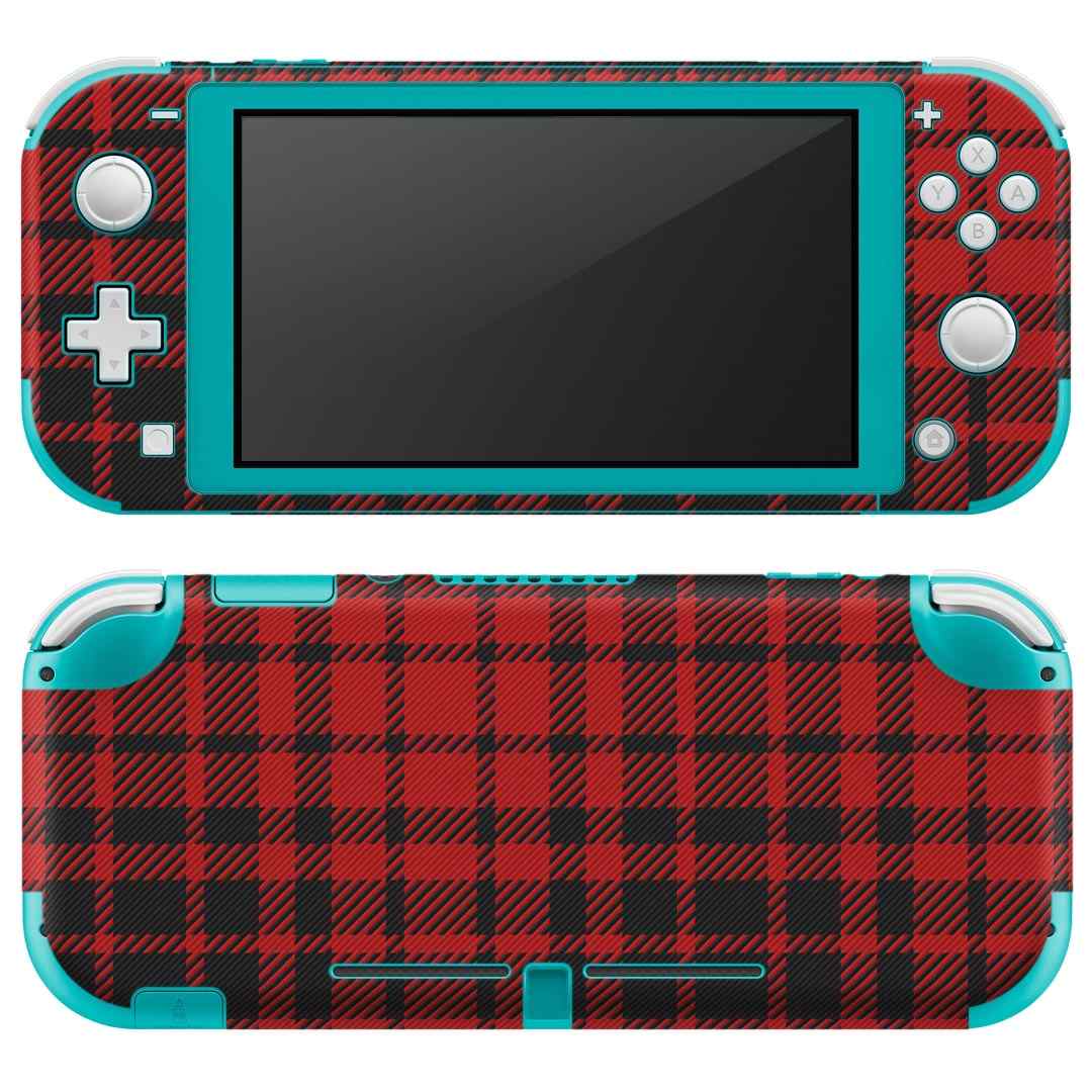 igsticker Nintendo Switch Lite 専用 デザインスキンシール 全面 ニンテンドー スイッチ ライト 専用 ゲーム機 カバー アクセサリー フィルム ステッカー エアフリー 012428 赤　黒　チェック