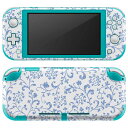 igsticker Nintendo Switch Lite 専用 デザインスキンシール 全面 ニンテンドー スイッチ ライト 専用 ゲーム機 カバー アクセサリー フィルム ステッカー エアフリー 012440 花柄　つた　水色