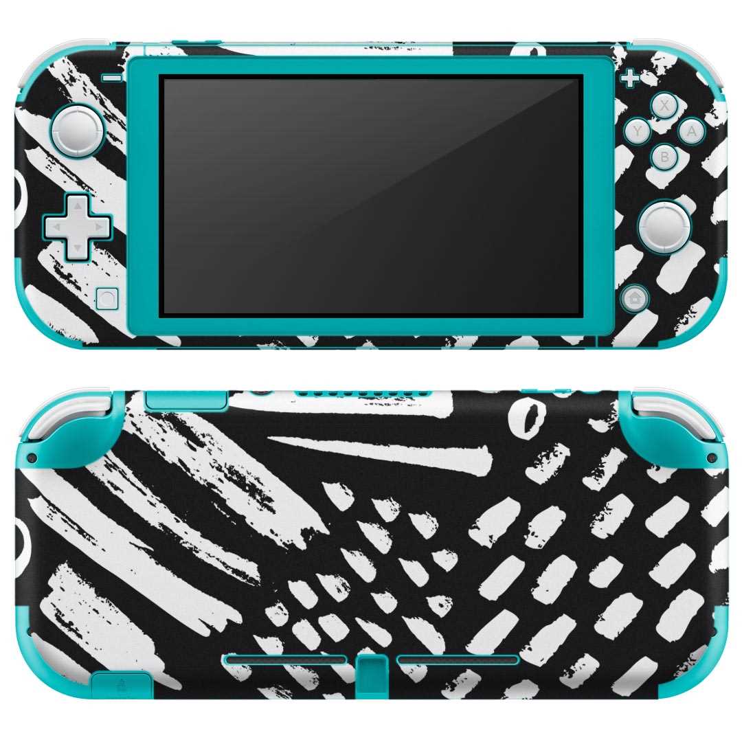 igsticker Nintendo Switch Lite 専用 デザインスキンシール 全面 ニンテンドー スイッチ ライト 専用 ゲーム機 カバー アクセサリー フィルム ステッカー エアフリー 012474 モノトーン 白黒 柄