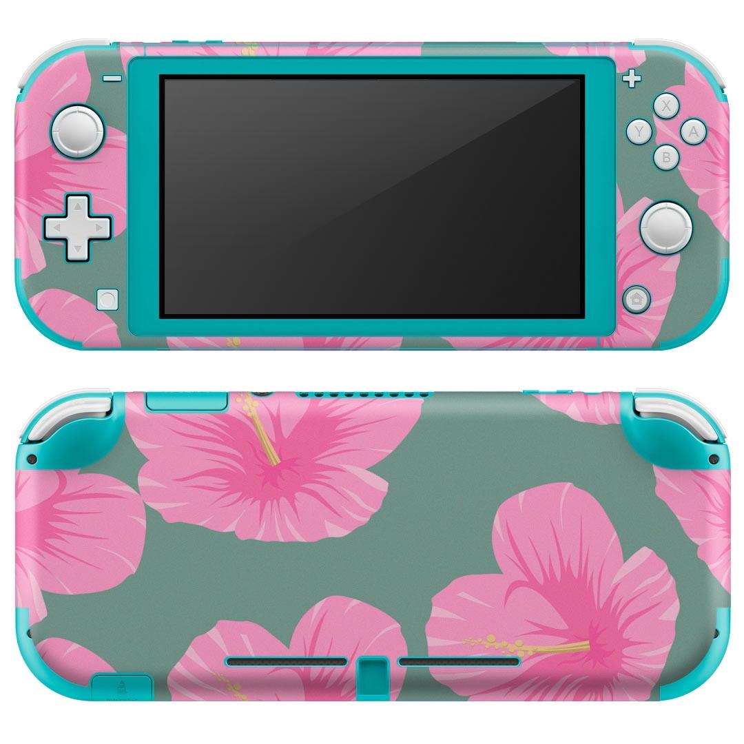igsticker Nintendo Switch Lite 専用 デザインスキンシール 全面 ニンテンドー スイッチ ライト 専用 ゲーム機 カバー アクセサリー フィルム ステッカー エアフリー 012479 ハイビスカス　花　ピンク