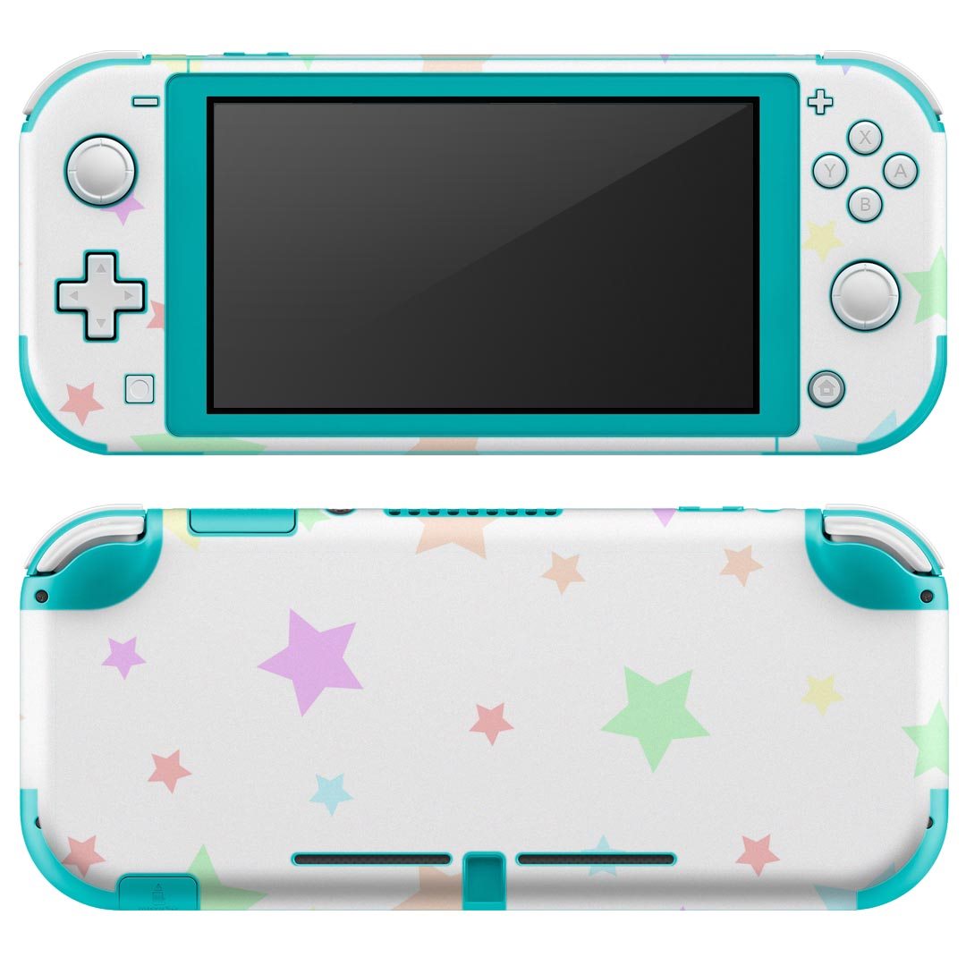 igsticker Nintendo Switch Lite 専用 デザインスキンシール 全面 ニンテンドー スイッチ ライト 専用 ゲーム機 カバー アクセサリー フィルム ステッカー エアフリー 012487 ストライプ　星　パステル