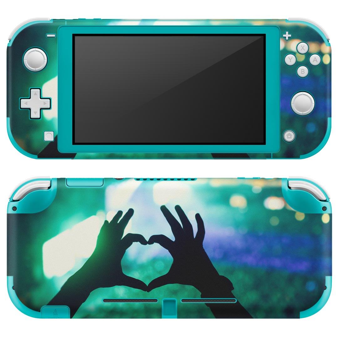 igsticker Nintendo Switch Lite 専用 デザインスキンシール 全面 ニンテンドー スイッチ ライト 専用 ゲーム機 カバー アクセサリー フィルム ステッカー エアフリー 012489 シルエット ハート 写真