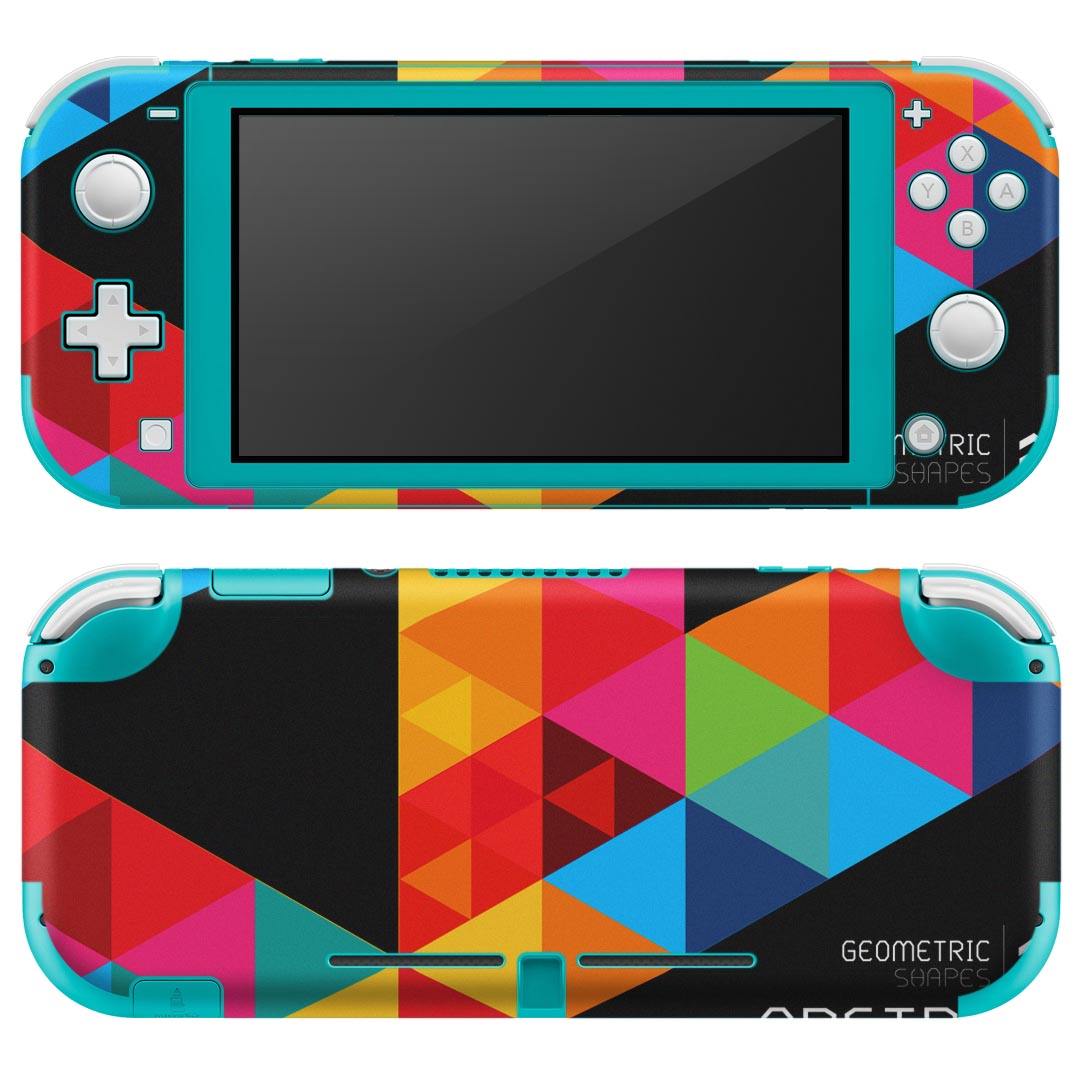igsticker Nintendo Switch Lite 専用 デザインスキンシール 全面 ニンテンドー スイッチ ライト 専用 ゲーム機 カバー アクセサリー フィルム ステッカー エアフリー 012511 英字　三角　カラフル