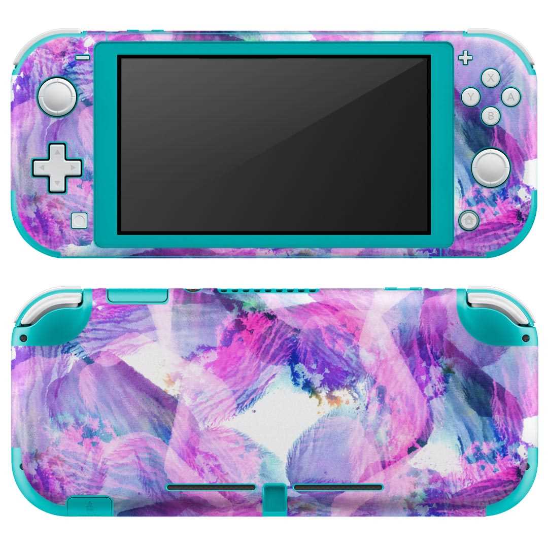 igsticker Nintendo Switch Lite 専用 デザインスキンシール 全面 ニンテンドー スイッチ ライト 専用 ゲーム機 カバー アクセサリー フィルム ステッカー エアフリー 012529 紫 ピンク 水彩