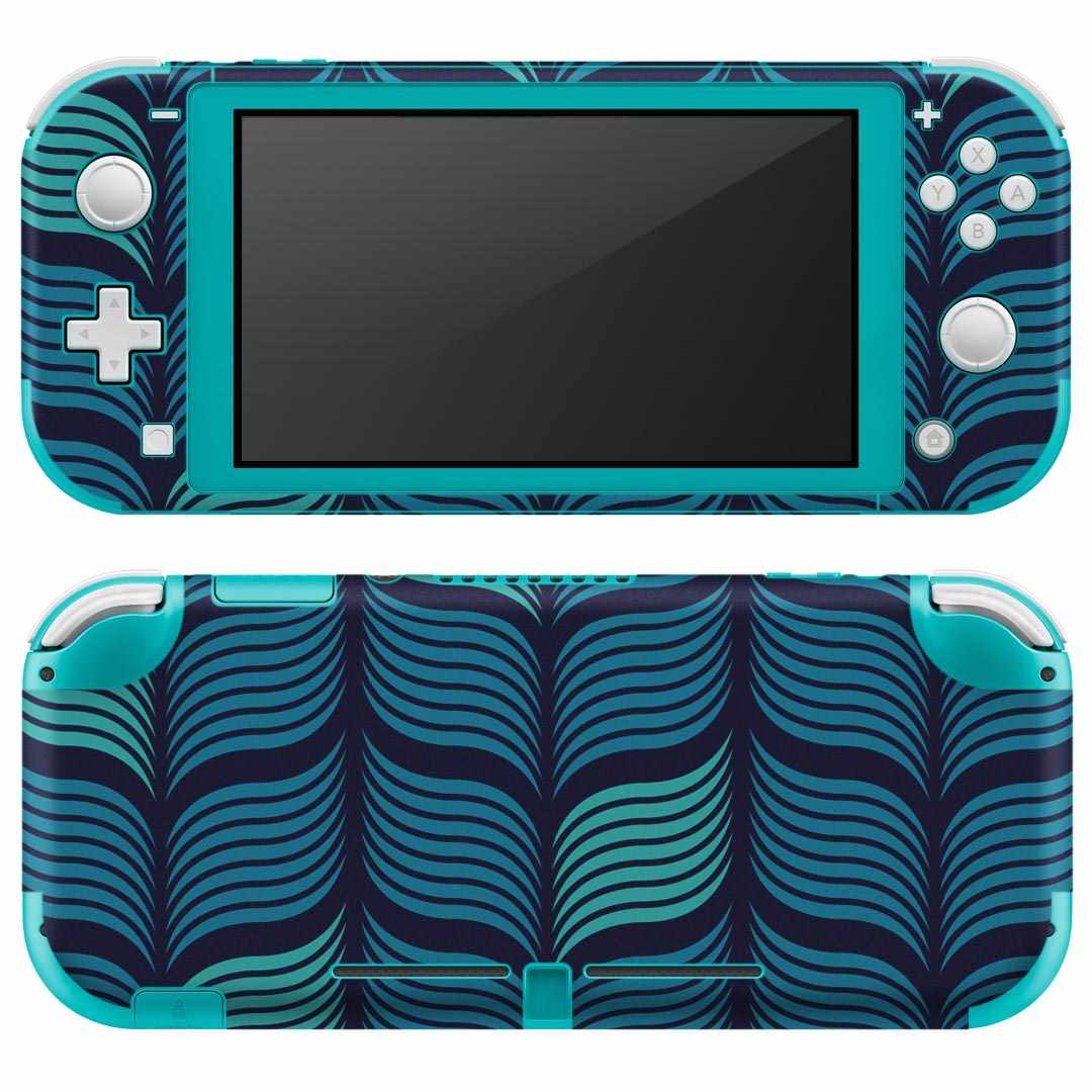 igsticker Nintendo Switch Lite 専用 デザインスキンシール 全面 ニンテンドー スイッチ ライト 専用 ゲーム機 カバー アクセサリー フィルム ステッカー エアフリー 012561 青　黒　柄