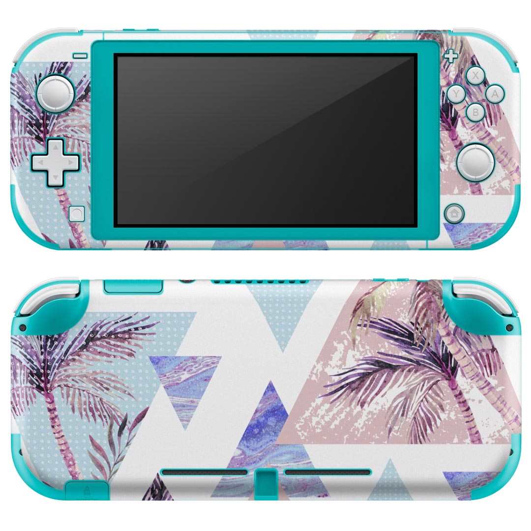 igsticker Nintendo Switch Lite 専用 デザインスキンシール 全面 ニンテンドー スイッチ ライト 専用 ゲーム機 カバー アクセサリー フィルム ステッカー エアフリー 012579 三角　南国　水色