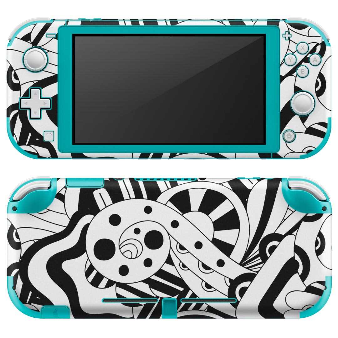 igsticker Nintendo Switch Lite 専用 デザインスキンシール 全面 ニンテンドー スイッチ ライト 専用 ゲーム機 カバー アクセサリー フィルム ステッカー エアフリー 012606 モノトーン 白黒 らくがき