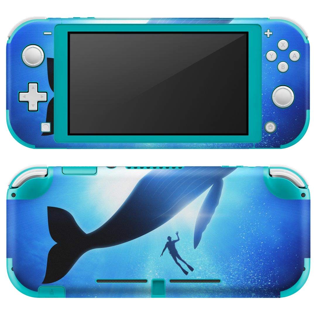 igsticker Nintendo Switch Lite 専用 デザインスキンシール 全面 ニンテンドー スイッチ ライト 専用 ゲーム機 カバー アクセサリー フィルム ステッカー エアフリー 012663 クジラ シルエット ダイビング