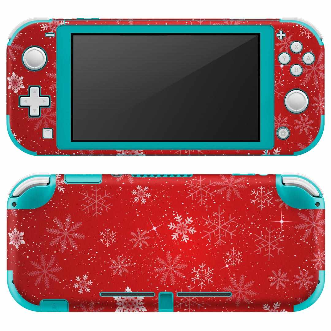 igsticker Nintendo Switch Lite 専用 デザインスキンシール 全面 ニンテンドー スイッチ ライト 専用 ゲーム機 カバー アクセサリー フィルム ステッカー エアフリー 012671 雪 結晶 赤