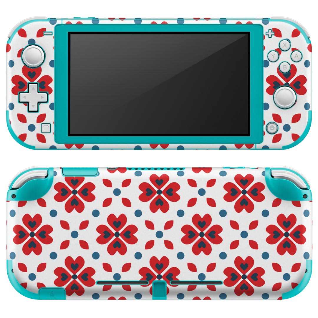 igsticker Nintendo Switch Lite 専用 デザインスキンシール 全面 ニンテンドー スイッチ ライト 専用 ゲーム機 カバー アクセサリー フィルム ステッカー エアフリー 012725 赤 クローバー 植物