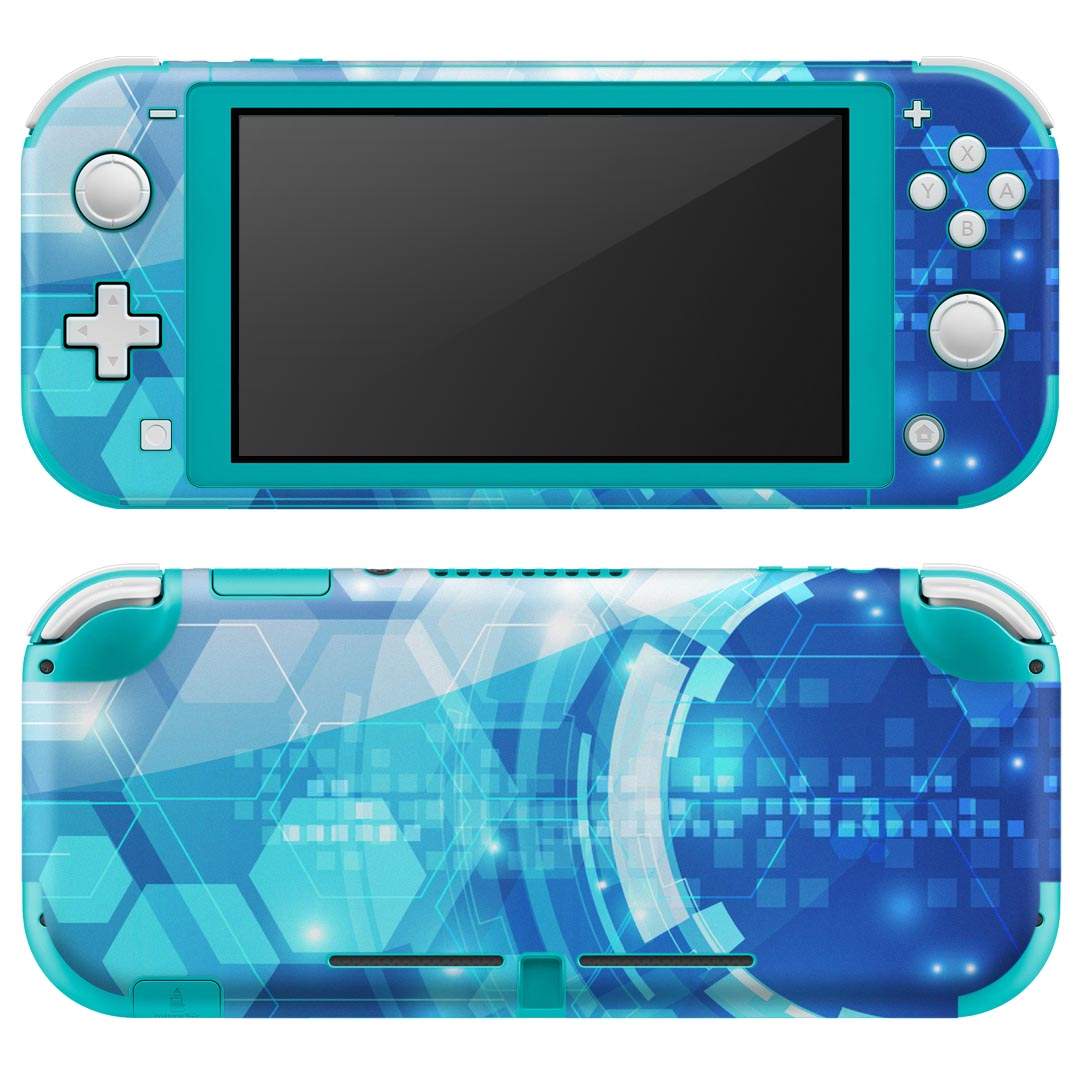 igsticker Nintendo Switch Lite 専用 デザインスキンシール 全面 ニンテンドー スイッチ ライト 専用 ゲーム機 カバー アクセサリー フィルム ステッカー エアフリー 012762 青　機械　柄