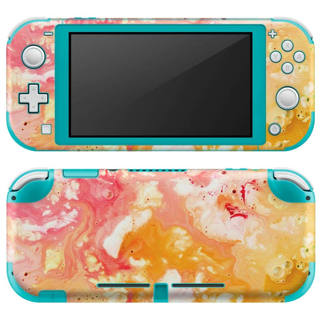 igsticker Nintendo Switch Lite 専用 デザインスキンシール 全面 ニンテンドー スイッチ ライト 専用 ゲーム機 カバー アクセサリー フィルム ステッカー エアフリー 012808 絵の具　ペイント　オレンジ