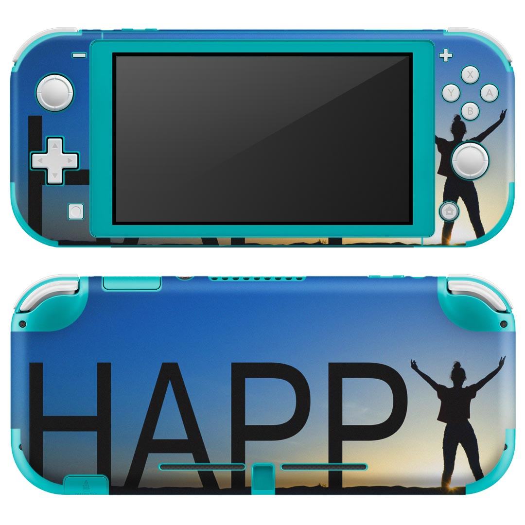igsticker Nintendo Switch Lite 専用 デザインスキンシール 全面 ニンテンドー スイッチ ライト 専用 ゲーム機 カバー アクセサリー フィルム ステッカー エアフリー 012833 happy 英語 シルエット