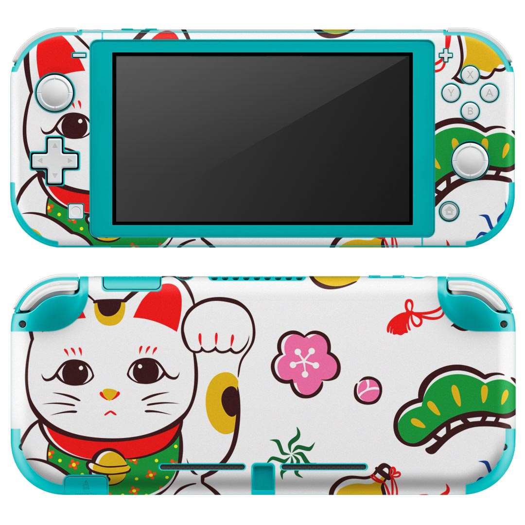 igsticker Nintendo Switch Lite 専用 デザインスキンシール 全面 ニンテンドー スイッチ ライト 専用 ゲーム機 カバー アクセサリー フィルム ステッカー エアフリー 012887 招き猫　商売繁盛　猫