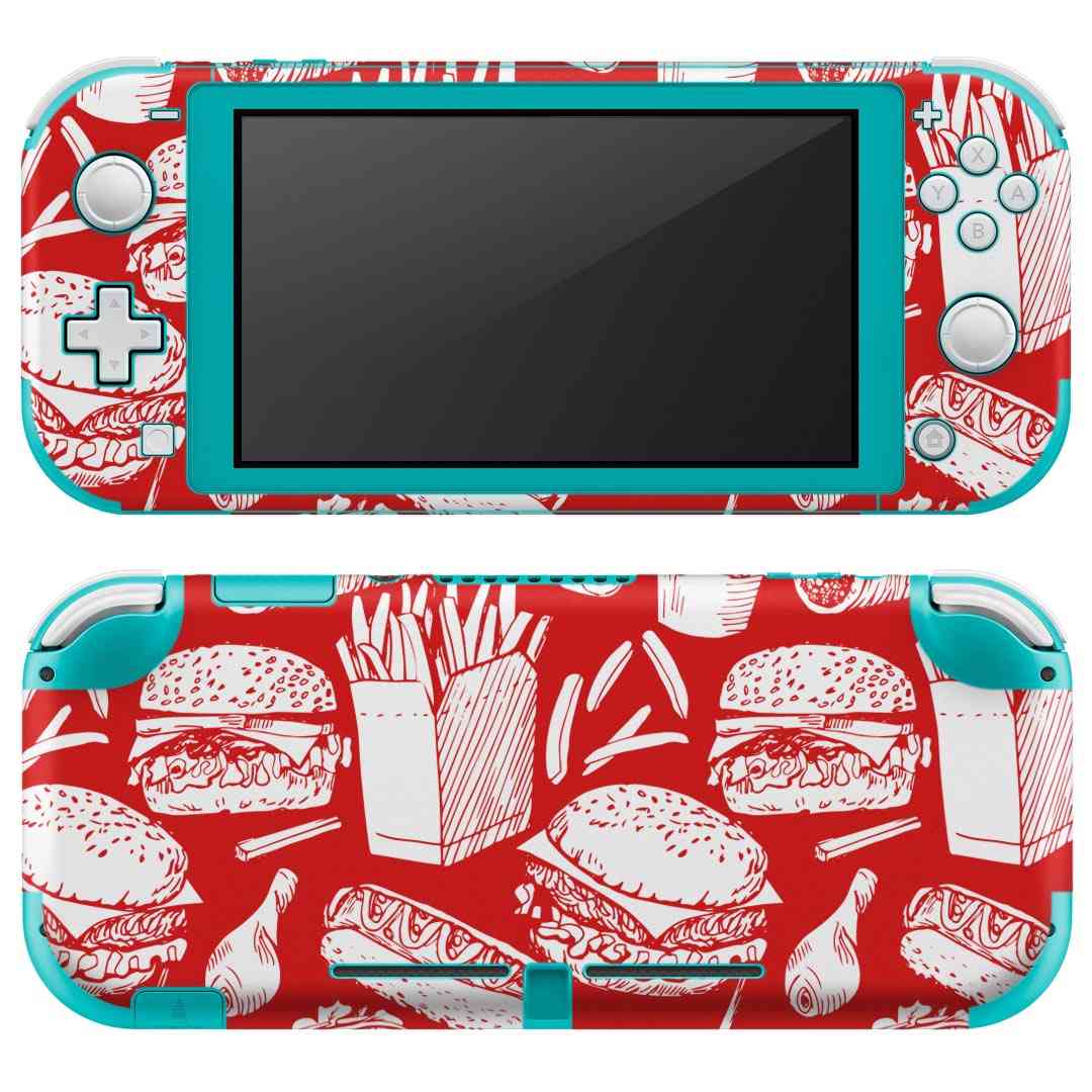 igsticker Nintendo Switch Lite 専用 デザインスキンシール 全面 ニンテンドー スイッチ ライト 専用 ゲーム機 カバー アクセサリー フィルム ステッカー エアフリー 012912 ハンバーガー　ポテト　食べ物