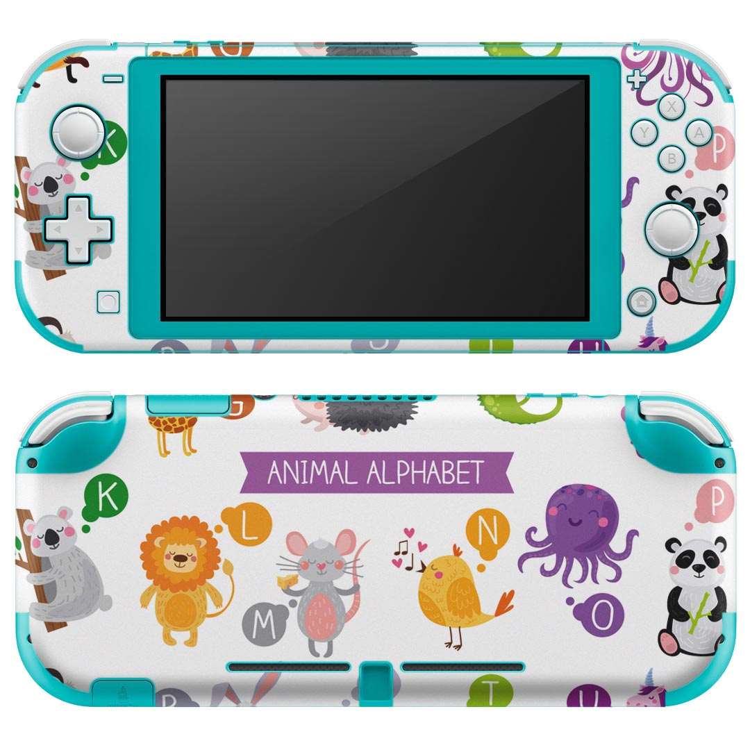 igsticker Nintendo Switch Lite 専用 デザインスキンシール 全面 ニンテンドー スイッチ ライト 専用 ゲーム機 カバー アクセサリー フィルム ステッカー エアフリー 013182 動物 アルファベット