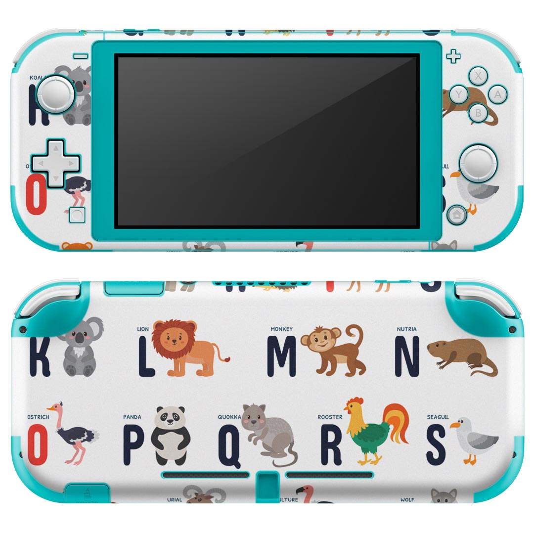 igsticker Nintendo Switch Lite 専用 デザインスキンシール 全面 ニンテンドー スイッチ ライト 専用 ゲーム機 カバー アクセサリー フィルム ステッカー エアフリー 013215 動物　アルファベット