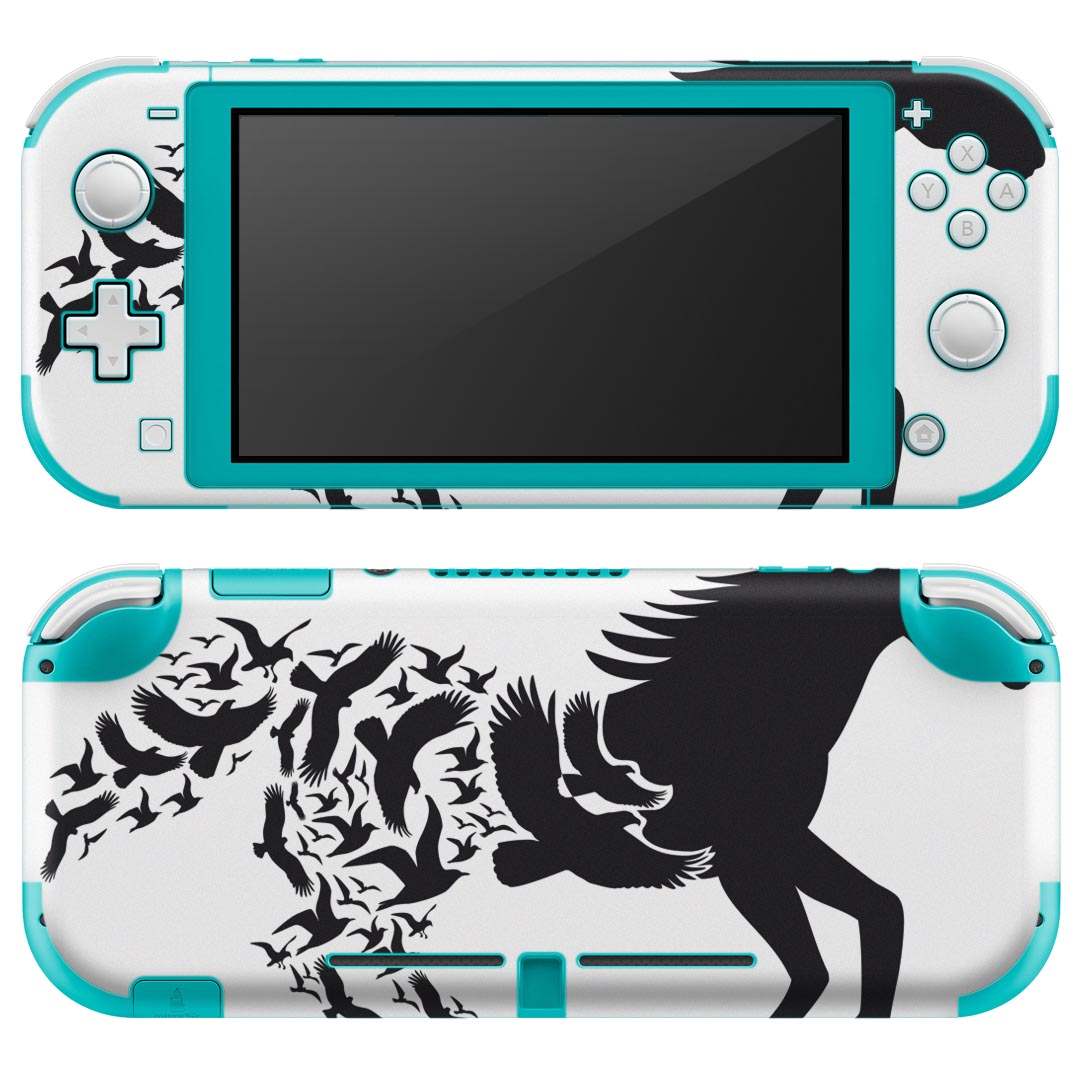 igsticker Nintendo Switch Lite 専用 デザインスキンシール 全面 ニンテンドー スイッチ ライト 専用 ゲーム機 カバー アクセサリー フィルム ステッカー エアフリー 013313 馬　シルエット　鳥