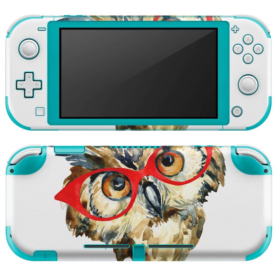 igsticker Nintendo Switch Lite 専用 デザインスキンシール 全面 ニンテンドー スイッチ ライト 専用 ゲーム機 カバー アクセサリー フィルム ステッカー エアフリー 013424 ふくろう とり めがね