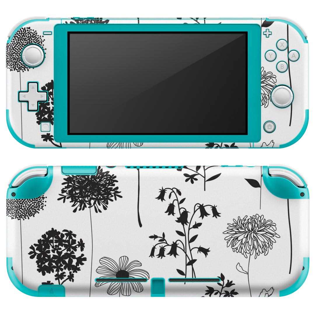 igsticker Nintendo Switch Lite 専用 デザインスキンシール 全面 ニンテンドー スイッチ ライト 専用 ゲーム機 カバー アクセサリー フィルム ステッカー エアフリー 013428 モノトーン 花 葉
