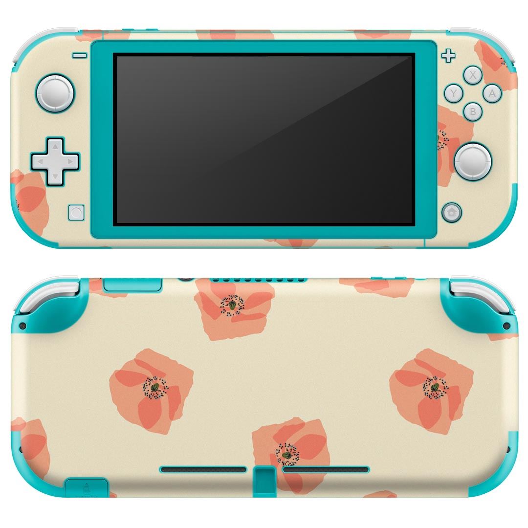 igsticker Nintendo Switch Lite 専用 デザインスキンシール 全面 ニンテンドー スイッチ ライト 専用 ゲーム機 カバー アクセサリー フィルム ステッカー エアフリー 013444 花　花柄　オレンジ