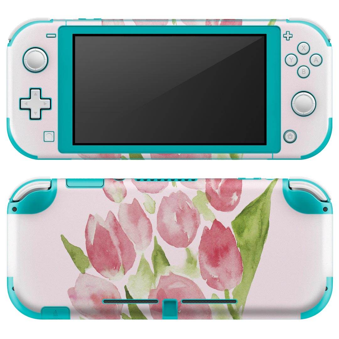 igsticker Nintendo Switch Lite 専用 デザインスキンシール 全面 ニンテンドー スイッチ ライト 専用 ゲーム機 カバー アクセサリー フィルム ステッカー エアフリー 013500 花 チューリップ ピンク