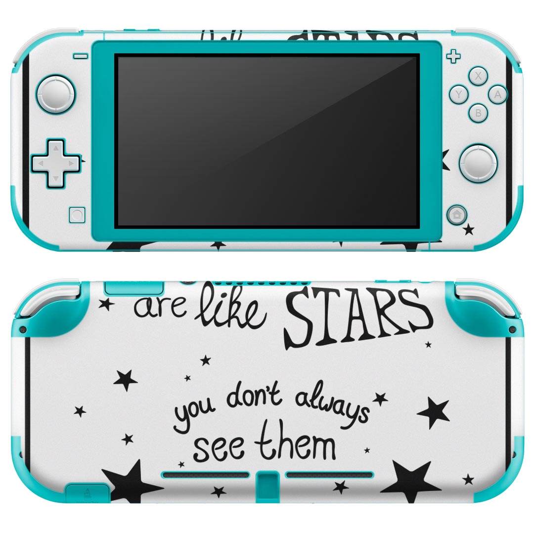 igsticker Nintendo Switch Lite 専用 デザインスキンシール 全面 ニンテンドー スイッチ ライト 専用 ゲーム機 カバー アクセサリー フィルム ステッカー エアフリー 013546 英語　文字　星