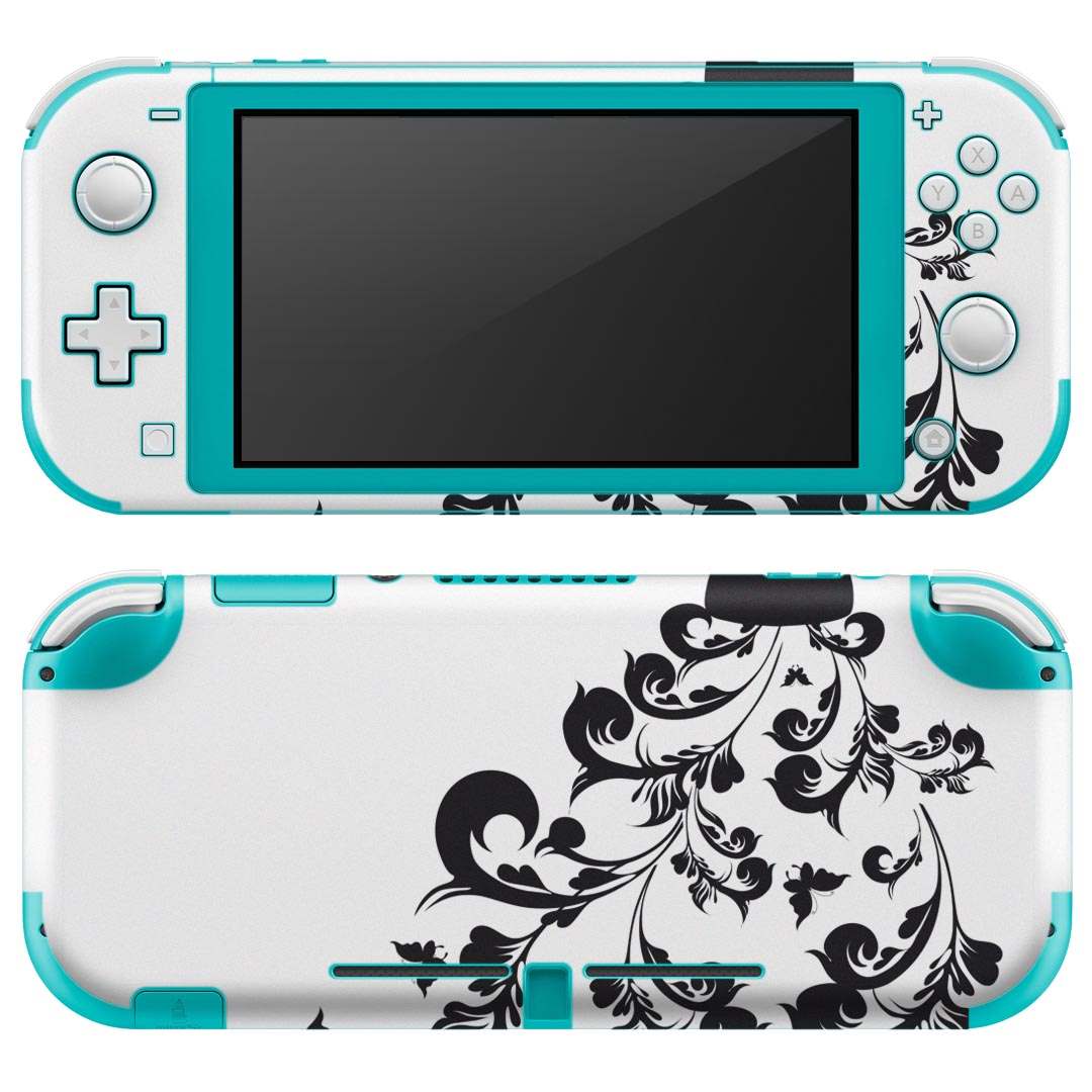 igsticker Nintendo Switch Lite 専用 デザインスキンシール 全面 ニンテンドー スイッチ ライト 専用 ゲーム機 カバー アクセサリー フィルム ステッカー エアフリー 013602 ドレス モノトーン 花