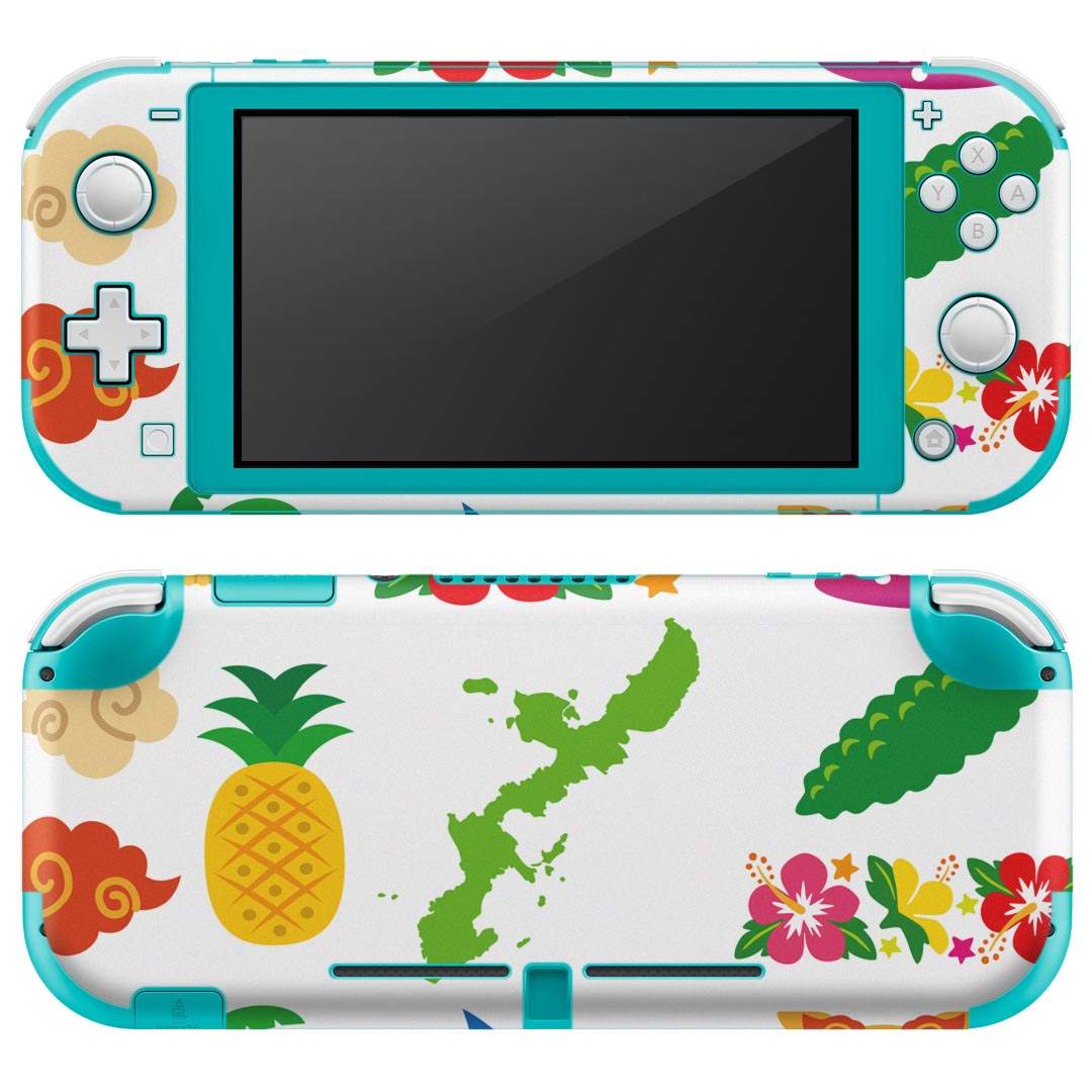 igsticker Nintendo Switch Lite 専用 デザインスキンシール 全面 ニンテンドー スイッチ ライト 専用 ゲーム機 カバー アクセサリー フィルム ステッカー エアフリー 013766 シーサー 沖縄 ハイビスカス