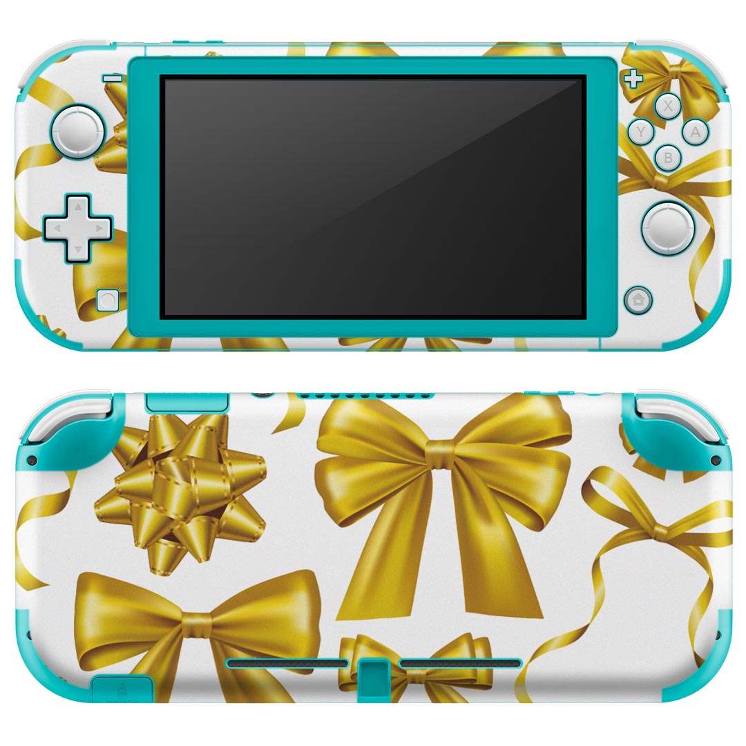 igsticker Nintendo Switch Lite 専用 デザインスキンシール 全面 ニンテンドー スイッチ ライト 専用 ゲーム機 カバー アクセサリー フィルム ステッカー エアフリー 013815 リボン ゴールド