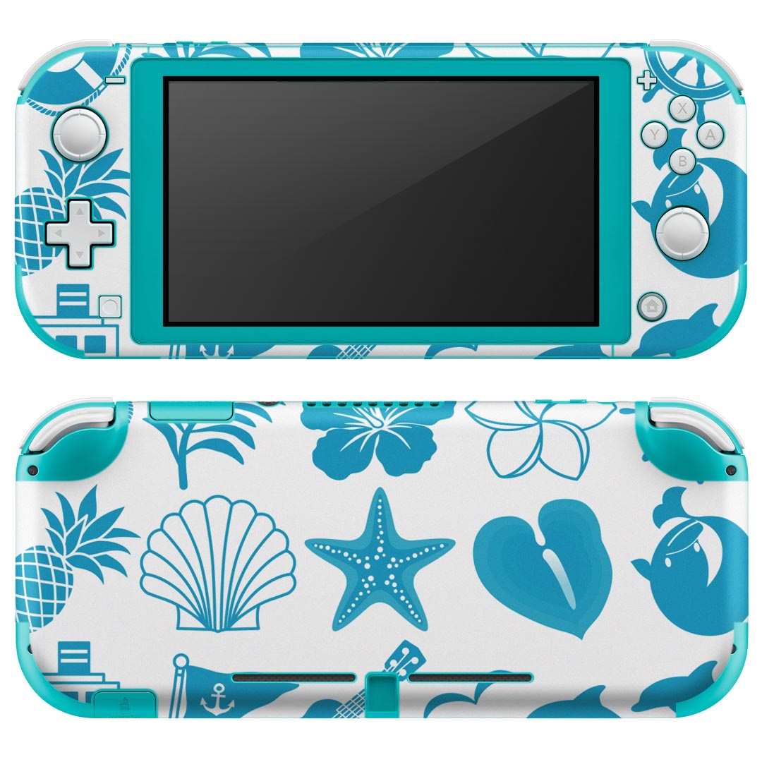 igsticker Nintendo Switch Lite 専用 デザインスキンシール 全面 ニンテンドー スイッチ ライト 専用 ゲーム機 カバー アクセサリー フィルム ステッカー エアフリー 013900 海 碇マーク ハイビスカス