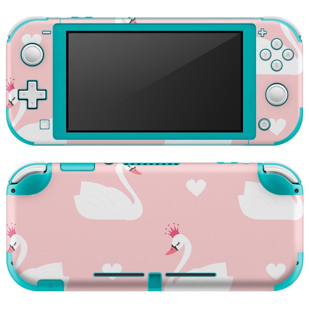 igsticker Nintendo Switch Lite 専用 デザインスキンシール 全面 ニンテンドー スイッチ ライト 専用 ゲーム機 カバー アクセサリー フィルム ステッカー エアフリー 013964 白鳥　アニマル　ハート