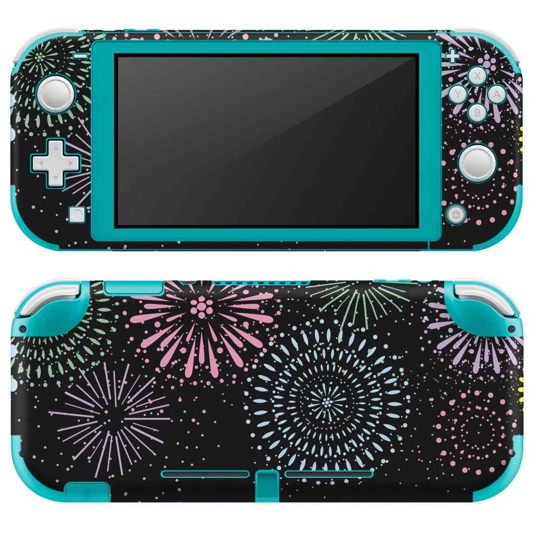 igsticker Nintendo Switch Lite 専用 デザインスキンシール 全面 ニンテンドー スイッチ ライト 専用 ゲーム機 カバー アクセサリー フィルム ステッカー エアフリー 013965 花火 夜空 カラフル
