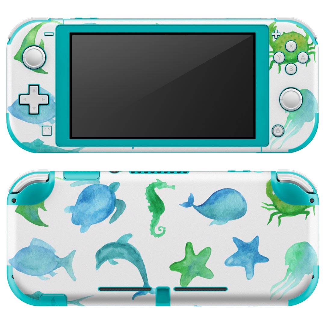 igsticker Nintendo Switch Lite 専用 デザインスキンシール 全面 ニンテンドー スイッチ ライト 専用 ゲーム機 カバー アクセサリー フィルム ステッカー エアフリー 013976 海 夏 魚