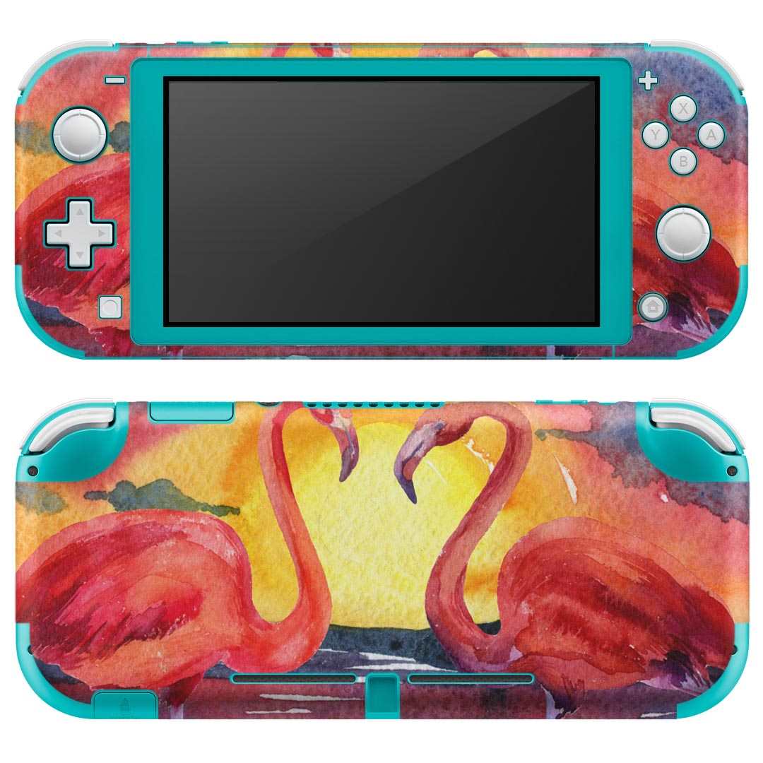 igsticker Nintendo Switch Lite 専用 デザインスキンシール 全面 ニンテンドー スイッチ ライト 専用 ゲーム機 カバー アクセサリー フィルム ステッカー エアフリー 014020 フラミンゴ　海　アニマル