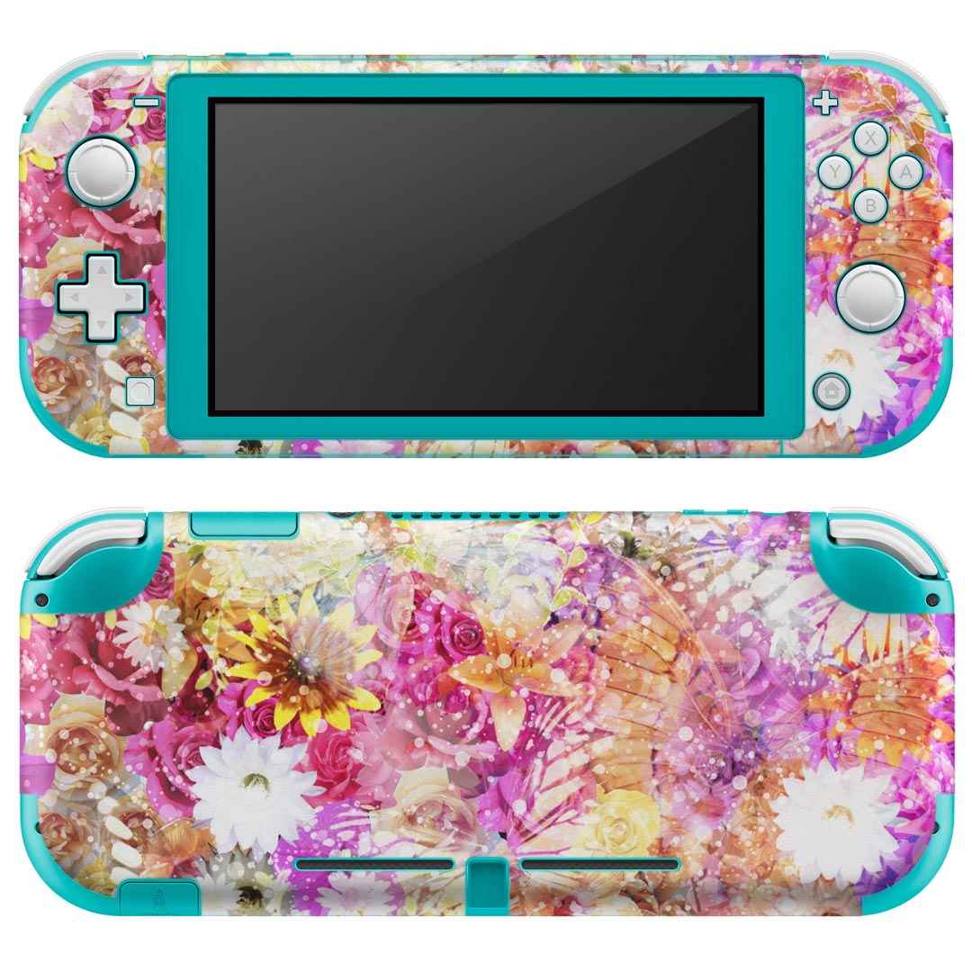 igsticker Nintendo Switch Lite 専用 デザインスキンシール 全面 ニンテンドー スイッチ ライト 専用 ゲーム機 カバー アクセサリー フィルム ステッカー エアフリー 014158 花　　カラフル