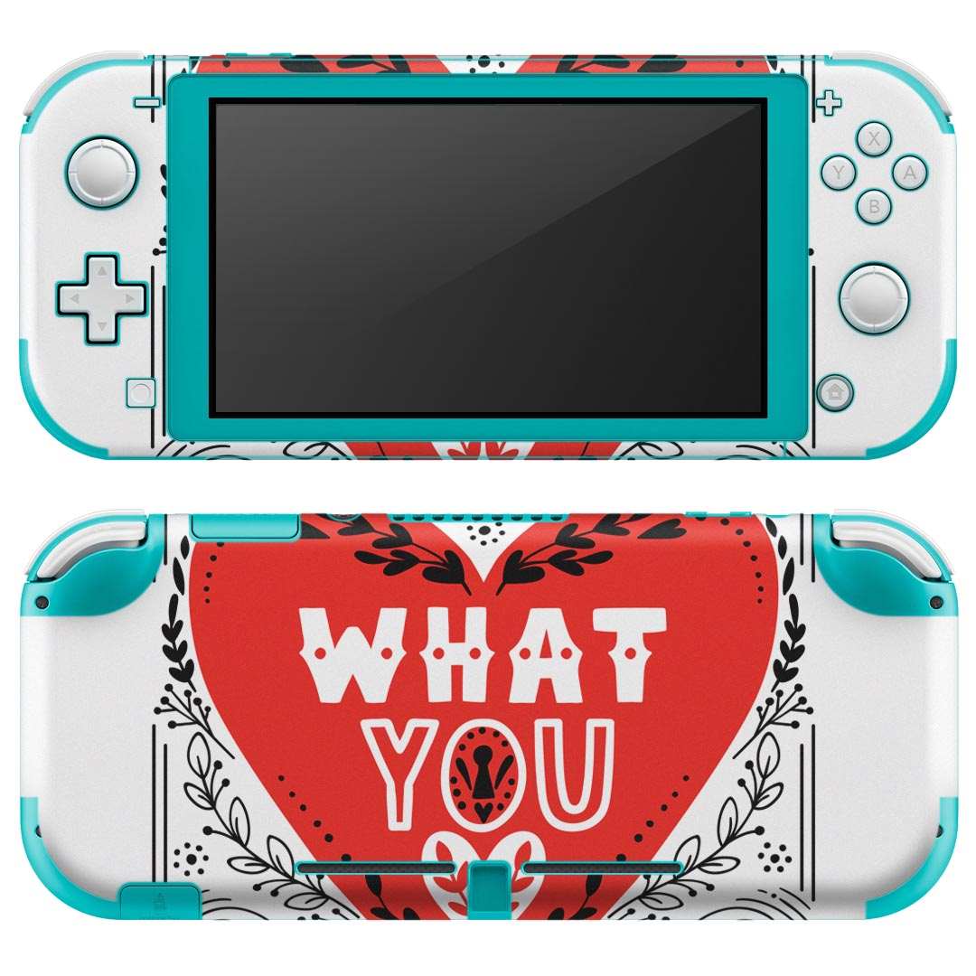 igsticker Nintendo Switch Lite 専用 デザインスキンシール 全面 ニンテンドー スイッチ ライト 専用 ゲーム機 カバー アクセサリー フィルム ステッカー エアフリー 014224 英語 文字 ハート