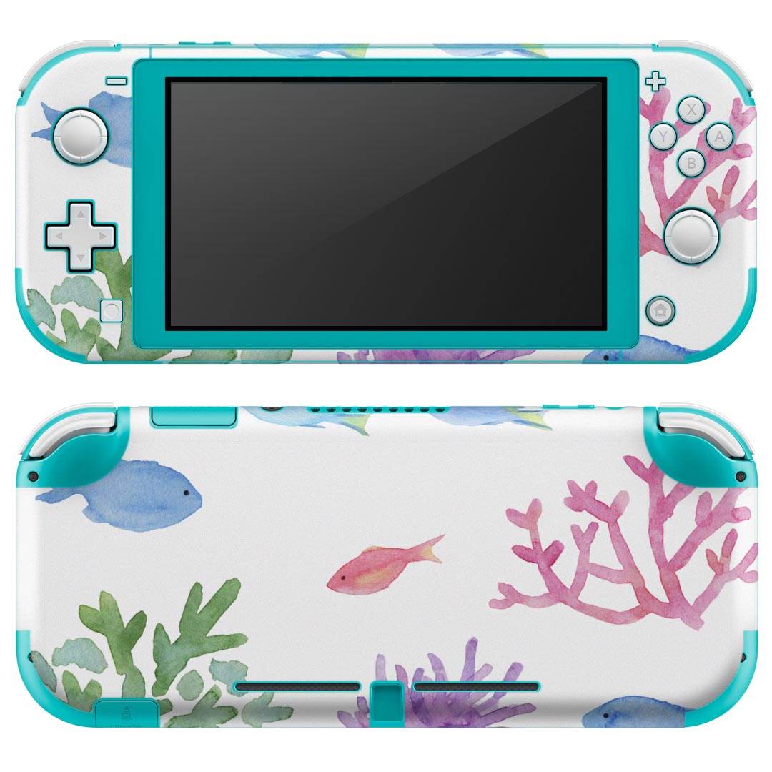 igsticker Nintendo Switch Lite 専用 デザインスキンシール 全面 ニンテンドー スイッチ ライト 専用 ゲーム機 カバー アクセサリー フィルム ステッカー エアフリー 014279 海　魚　珊瑚