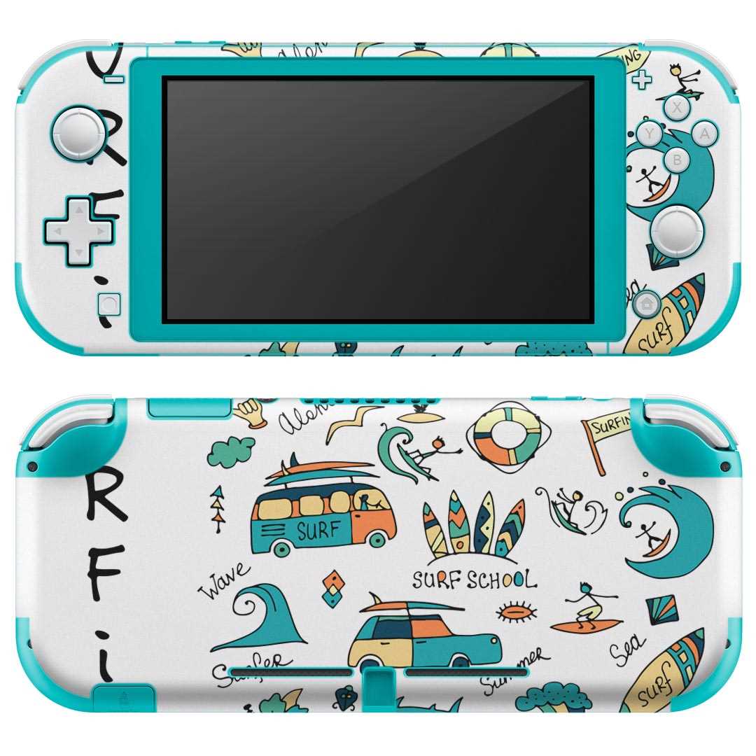 igsticker Nintendo Switch Lite 専用 デザインスキンシール 全面 ニンテンドー スイッチ ライト 専用 ゲーム機 カバー アクセサリー フィルム ステッカー エアフリー 014306 サーフィン 海 イルカ