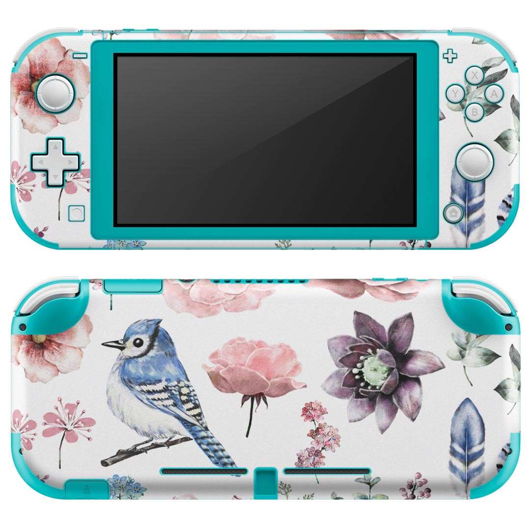 igsticker Nintendo Switch Lite 専用 デザインスキンシール 全面 ニンテンドー スイッチ ライト 専用 ゲーム機 カバー アクセサリー フィルム ステッカー エアフリー 014388 花　　鳥