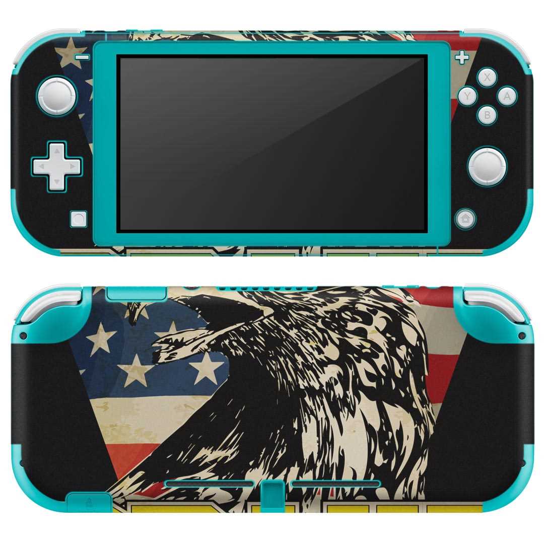 igsticker Nintendo Switch Lite 専用 デザインスキンシール 全面 ニンテンドー スイッチ ライト 専用 ゲーム機 カバー アクセサリー フィルム ステッカー エアフリー 014394 鷲　国旗　アメリカ