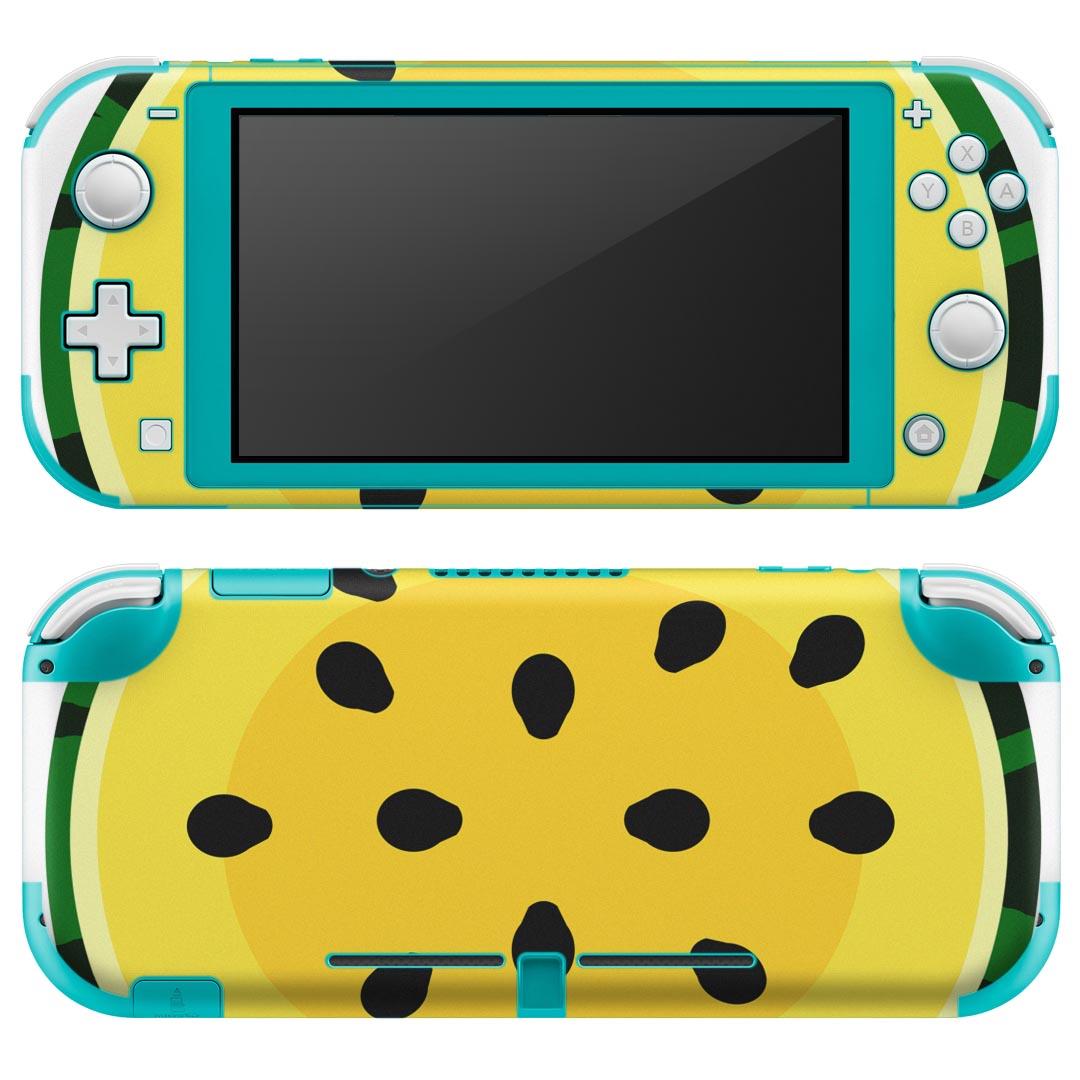 igsticker Nintendo Switch Lite 専用 デザインスキンシール 全面 ニンテンドー スイッチ ライト 専用 ゲーム機 カバー アクセサリー フィルム ステッカー エアフリー 014412 スイカ　黄色　夏