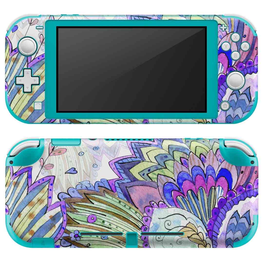 igsticker Nintendo Switch Lite 専用 デザインスキンシール 全面 ニンテンドー スイッチ ライト 専用 ゲーム機 カバー アクセサリー フィルム ステッカー エアフリー 014465 植物 アジアン カラフル