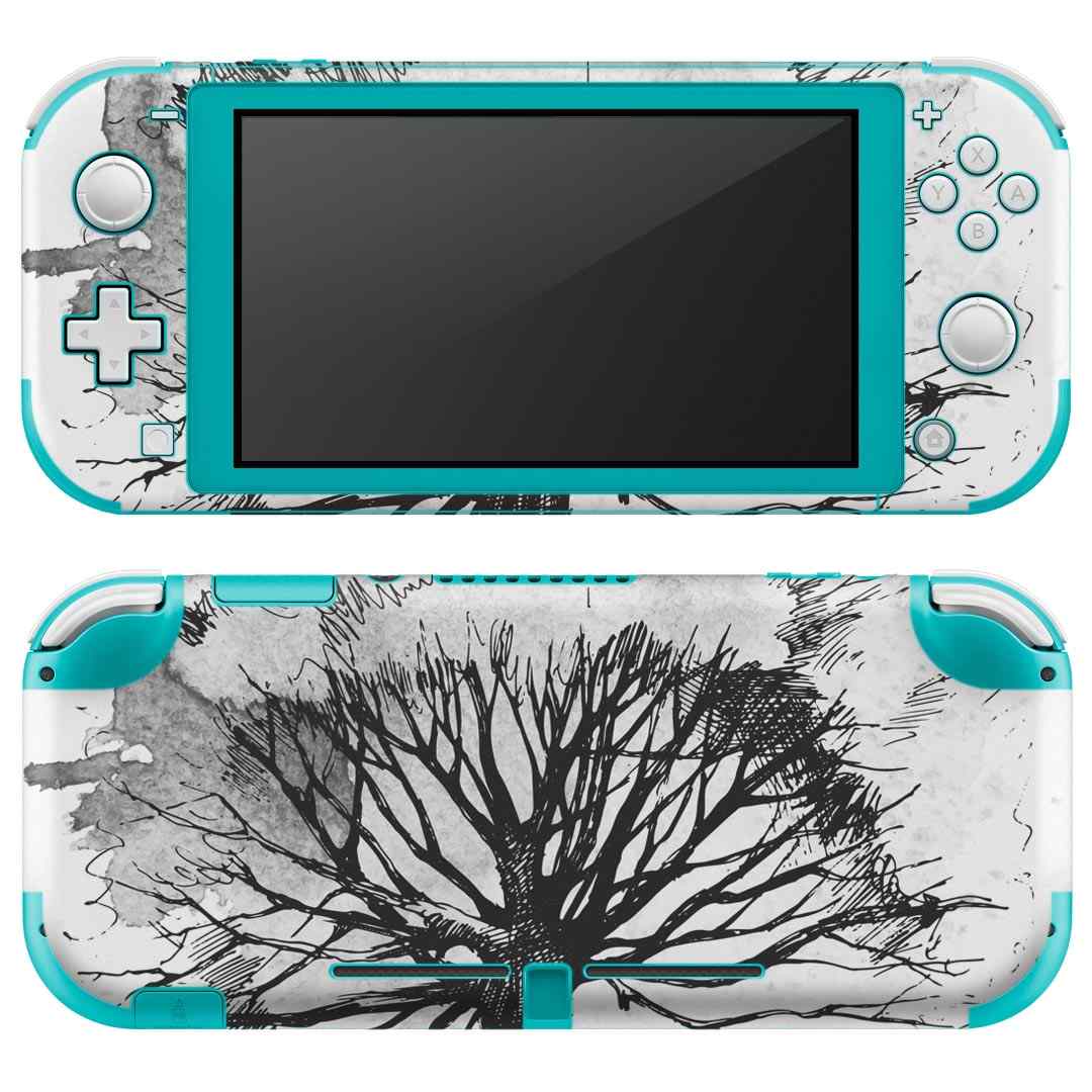 igsticker Nintendo Switch Lite 専用 デザインスキンシール 全面 ニンテンドー スイッチ ライト 専用 ゲーム機 カバー アクセサリー フィルム ステッカー エアフリー 014488 木　イラスト　モノクロ