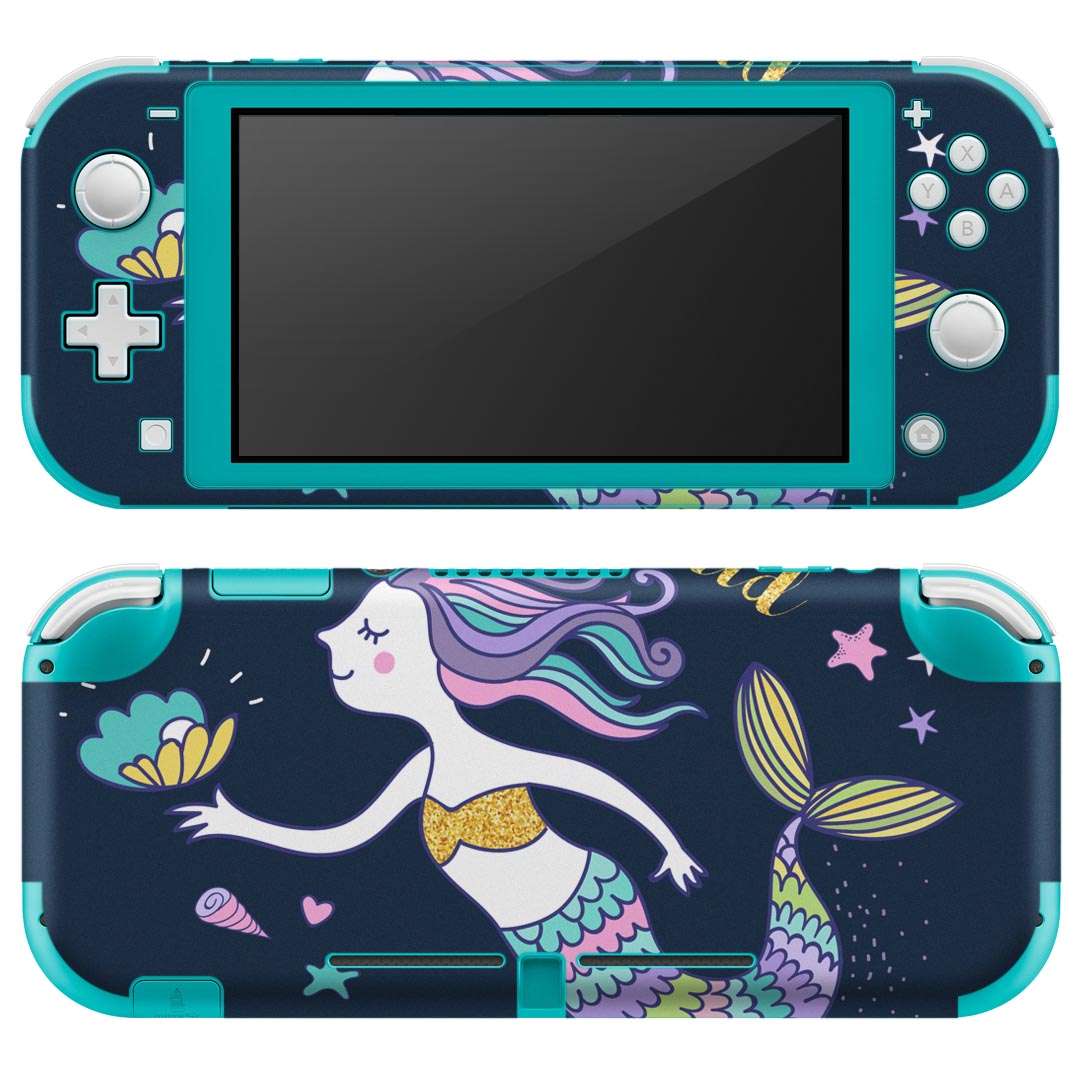 igsticker Nintendo Switch Lite 専用 デザインスキンシール 全面 ニンテンドー スイッチ ライト 専用 ゲーム機 カバー アクセサリー フィルム ステッカー エアフリー 014514 マーメイド 人魚 カラフル