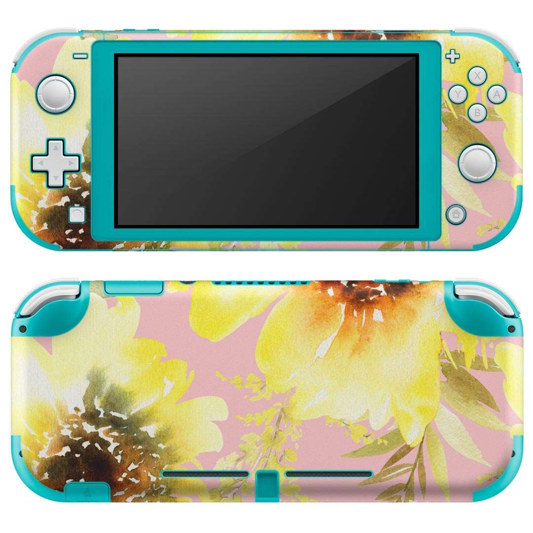 igsticker Nintendo Switch Lite 専用 デザインスキンシール 全面 ニンテンドー スイッチ ライト 専用 ゲーム機 カバー アクセサリー フィルム ステッカー エアフリー 014528 花　黄色
