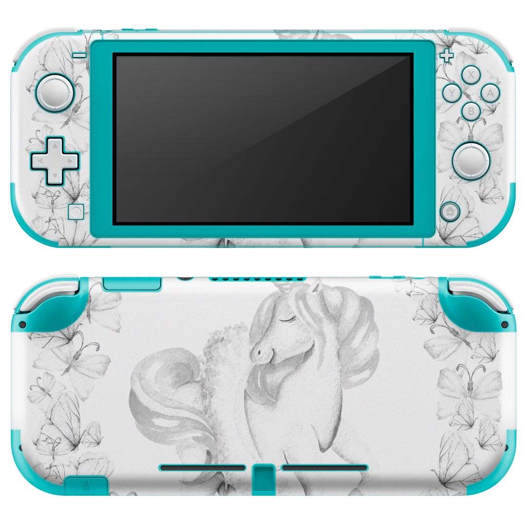 igsticker Nintendo Switch Lite 専用 デザインスキンシール 全面 ニンテンドー スイッチ ライト 専用 ゲーム機 カバー アクセサリー フィルム ステッカー エアフリー 014540 ユニコーン　蝶